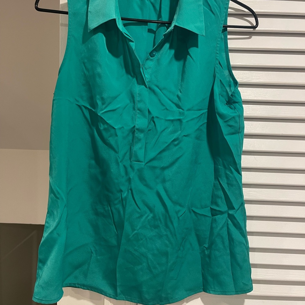 LOFT Teal Green Sleeveless Collared Tank